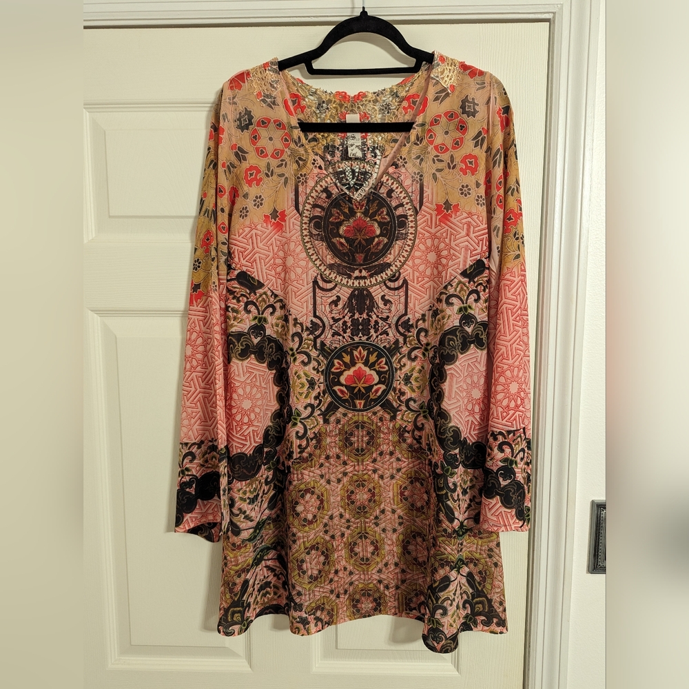 S-twelve Women's colorful tunic boho size large